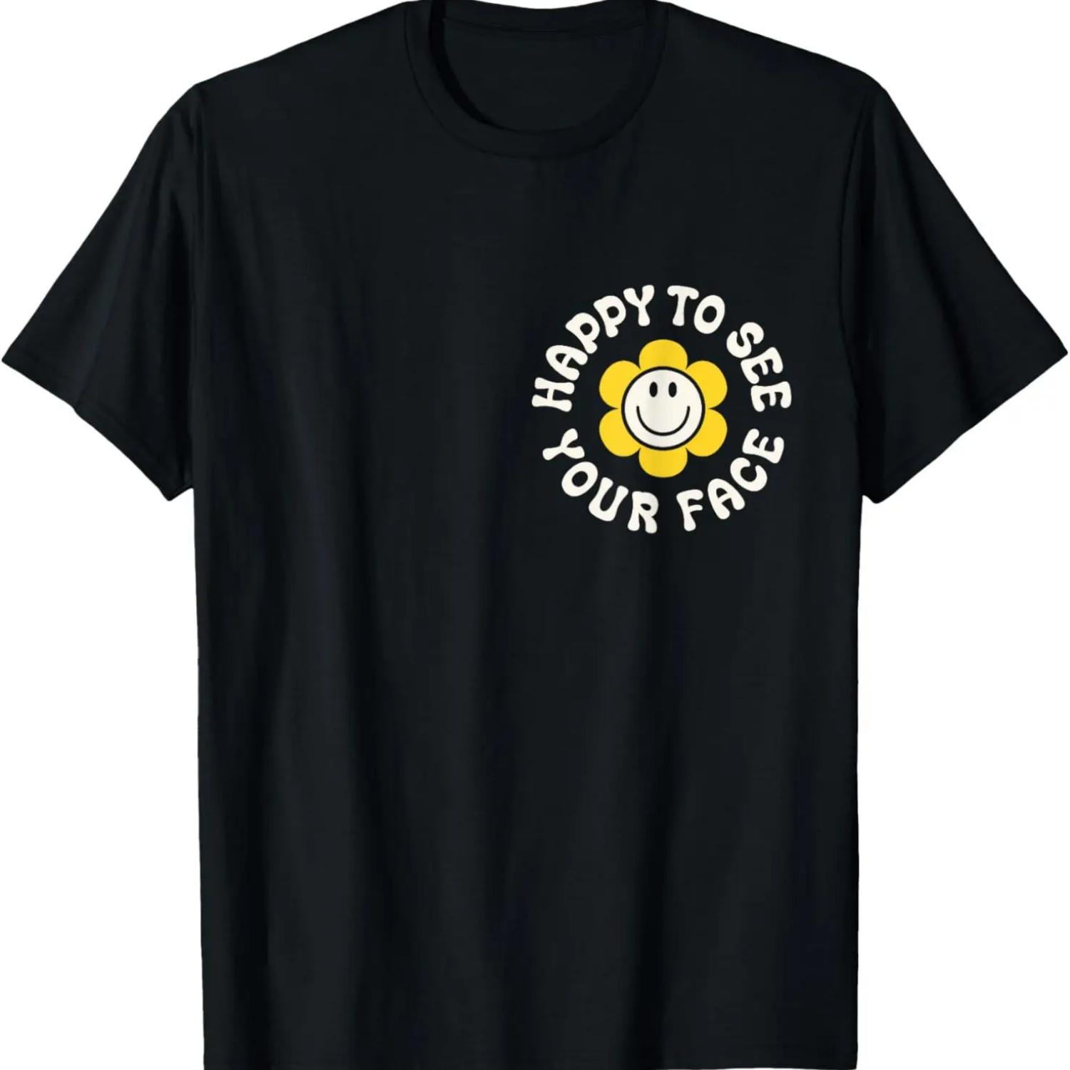 

Happy To See Your Face Teacher Smile Daisy Back To School T-Shirt XXXXXL чорний