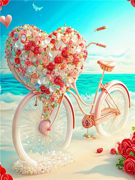 DIY Diamond Mosaic Bicycle Cross Stitch Diamond Painting Flower Love Embroidery Seaside Scenery New Arrival Handicraft