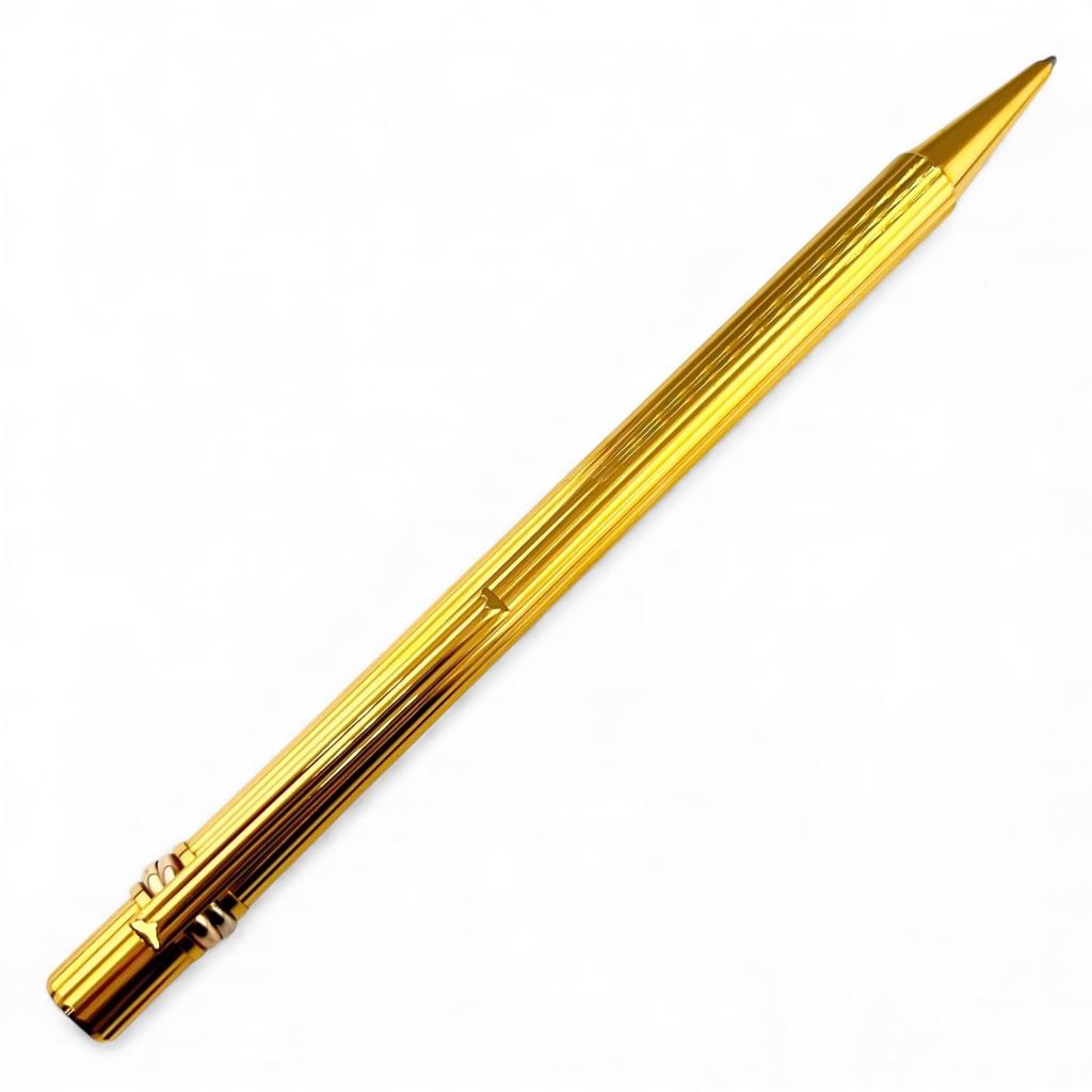 Great Cartier Ballpoint pen Trinity Do Stripe Pattern Twist Type gold mens Used