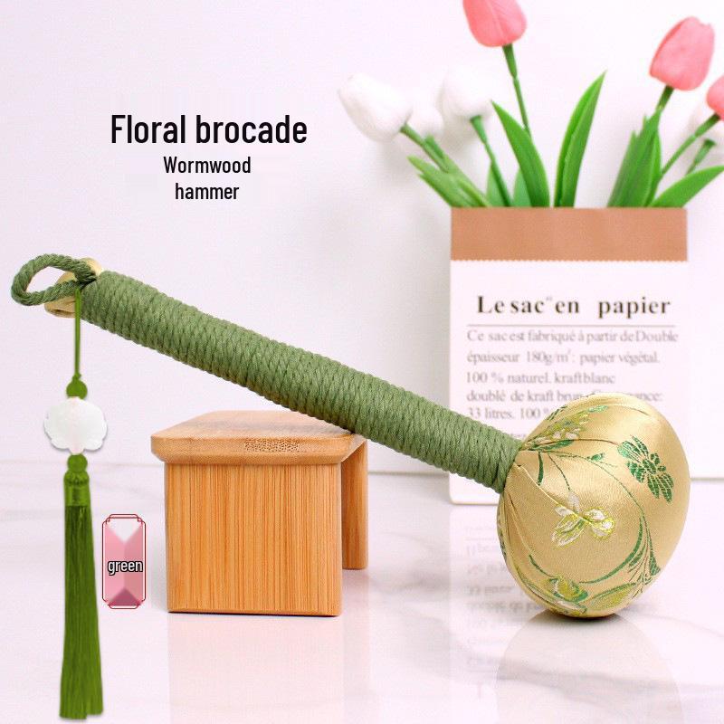 Year of the Horse Mugwort Meridian Massage Hammer - Solid Color Brocade Multifunctional Health Gift