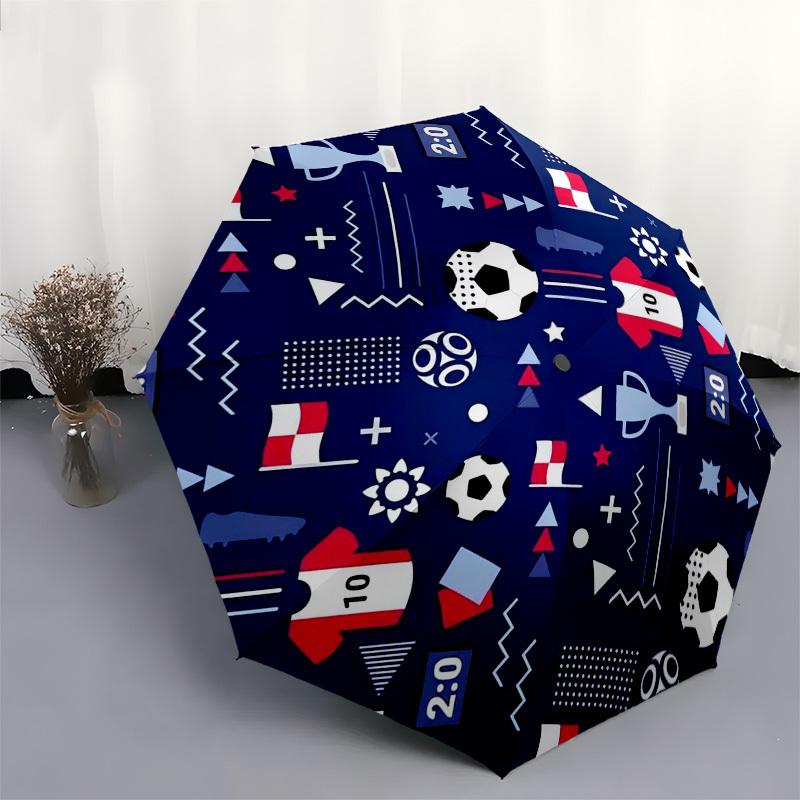 1pc Soccer-themed Circular Pattern Umbrella with Plastic Handle,Vibrant Cartoon Pattern,Multi-functional UmbrellaB2008