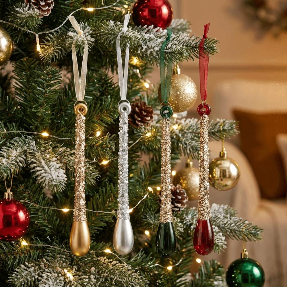 Glittery Christmas Tree Icicle Pendants Crystal Clear DIY Christmas Decoration Holiday Ornament