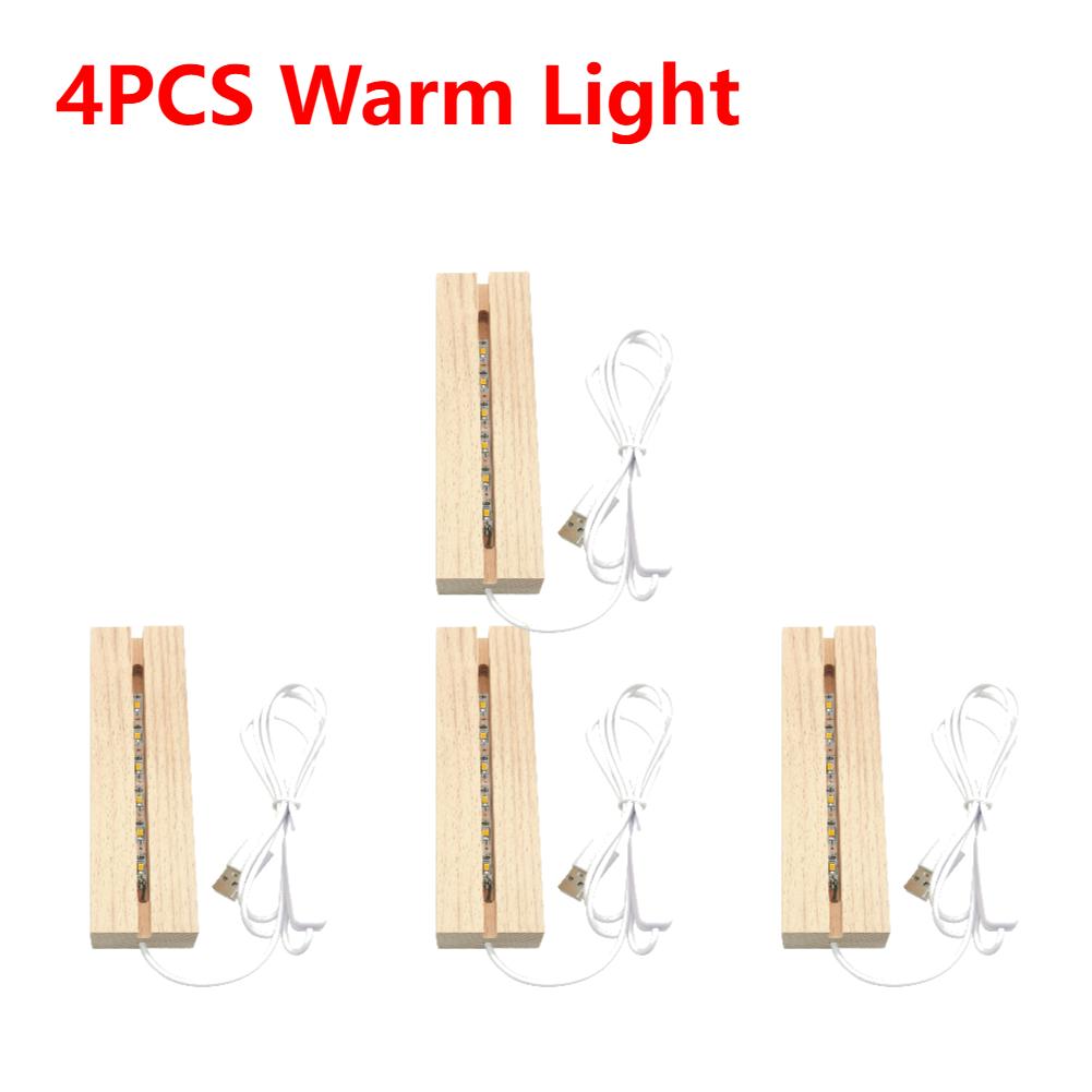 10-1Pcs LED Wood Light Display Crystal Wooden Lighted Base Stand Acrylic Light Plate Base USB Wooden Base for Resin Art Lights