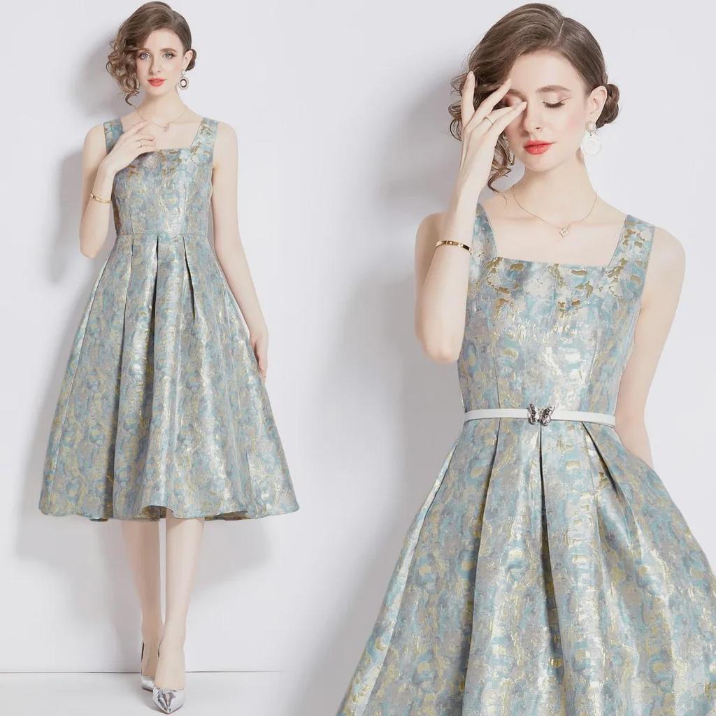 2024 Early Spring French Jacquard Dress: Retro Texture & Color
