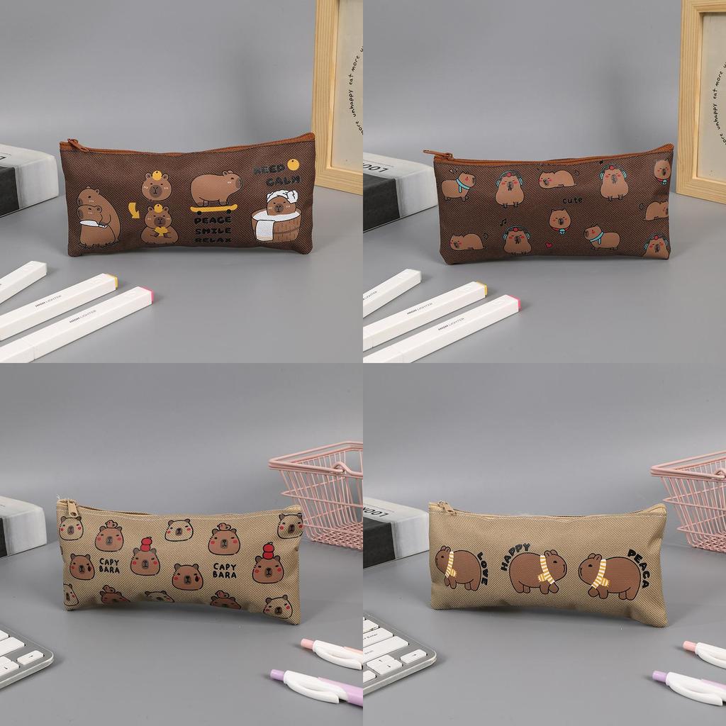 Cute Capybara Pen Bag With Oxford Fabric Storage For Kids And Teens