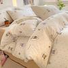 Washed Cotton 4Pcs Dormitory Small Fresh Naked Sleeping 3Pcs Double-Layer Yarn Bed Sheet Quilt Cover