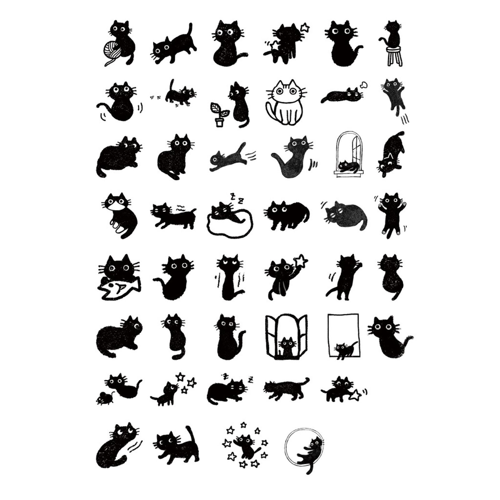 

45 шт. самоклеящиеся наклейки на тему кошек, декоративные наклейки в стиле кавайи для календаря, блокнота