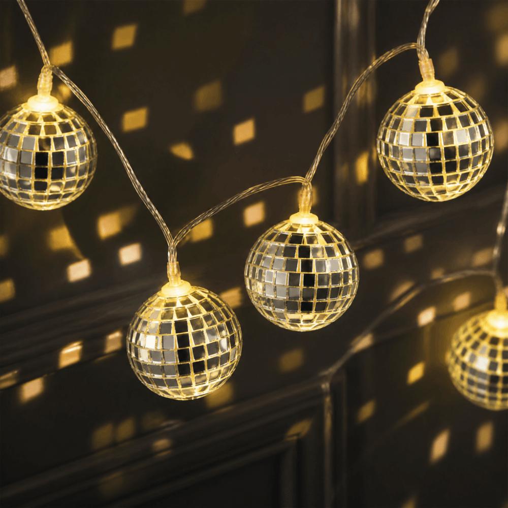 Festive Ambient String Lights Soft Glow Disco Mirror Ball String Lights Christmas Tree
