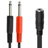 3.5mm Female Jack to 2x6.35mm Male Adapter Cable 3.5 to 6.35 mm TRS Mono Male Audio Aux Socket Converter Cord Wire