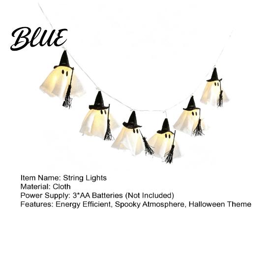 Indoor Decorative LED Lamps Halloween Ghost String Light Hanging Fabric with Wizard Hat Party Atmosphere Lighting Glowing Fairy Lights for Fireplace