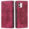 for iPhone 12 Mini Mandala Embossed PU Leather Flip Wallet Case Magnetic Closure Cover