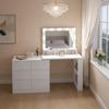 2 In 1 Multifunctional Table with 6 Large Drawers, L-Shaped Design Dressing Table, Desk with Adjustable LED Lighting (only with Make-up Table)