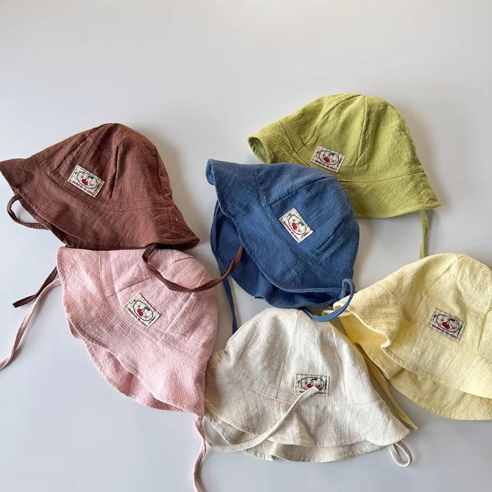 Solid Color Baby Sun Hat Soft Cotton-Linen Bucket Hat Cute Fisherman Cap Summer