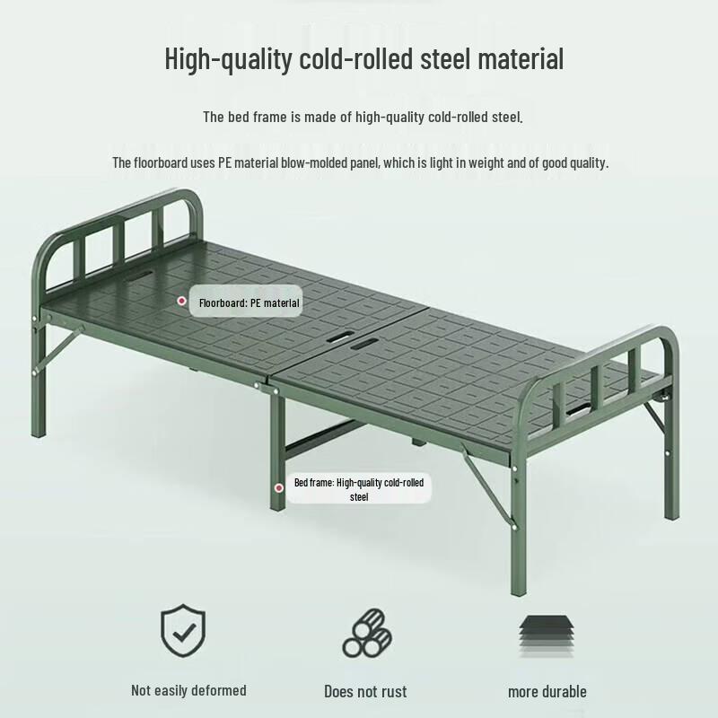 Heavy-Duty Steel-Plastic Folding Camp Bed