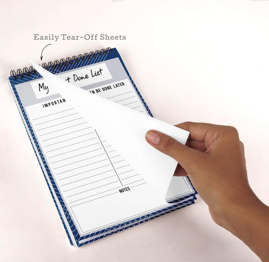 Inkdotpot To Do List Notepad – 6” X 9” Paper Stationery, My Get It Done List Spiral Notepad Daily Checklist-(50 Sheets)
