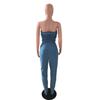 European American Strapless Slim Fit Denim Jumpsuit for Women