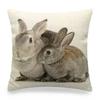 Easter Cushion Cover Cute Bunny Eggs Printed Pillow Covers 18x18 Inches Easter Decorations Hare Rabbit Flower Linen Pillowcase