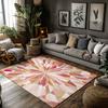 Tuniu Geometric Rose Pink Area Rug Non-Slip Home Decor Mat for Living Room Bedroom