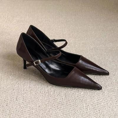 Designer Vintage Women's Mary Jane Shoes Fashion Shallow Slip On Shoes Elegant High Heels Office Lady