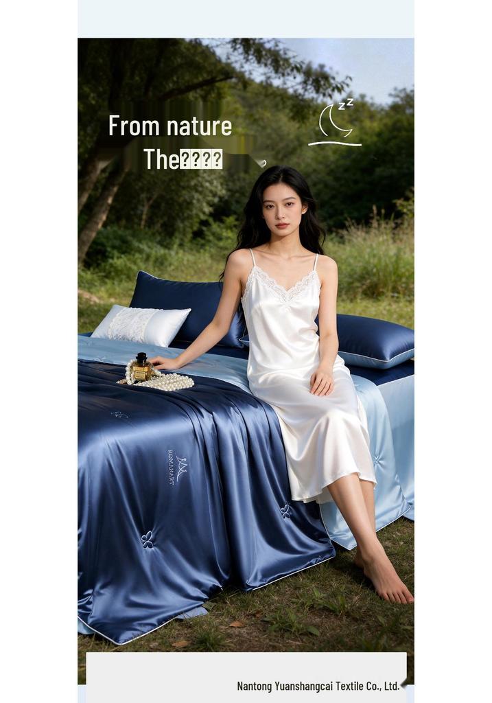 Mulberry Silk Summer Quilt Set: Washable, Cool, Luxurious Four-Piece Gift.