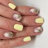 24 Pcs Short Square False Nail Flowers Press On Nail Yellow Acrylic Nail Glossy Full Cover Stick On Nail for Woman
