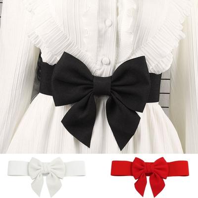 Women Elegant Large Bowknot Elastic Belt Dress Decorative Versatile Wide Belt Elastic Waistband Decoration EMA