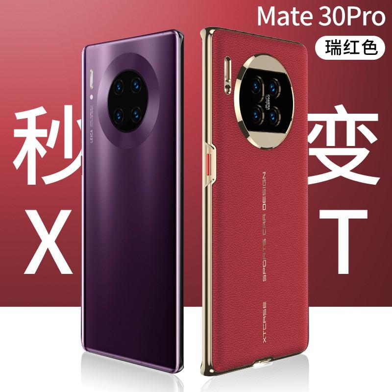 Matte Electroplated Vegan Leather Case Mate 30 Pro Shockproof Curved Back Cover In Burgundy Black