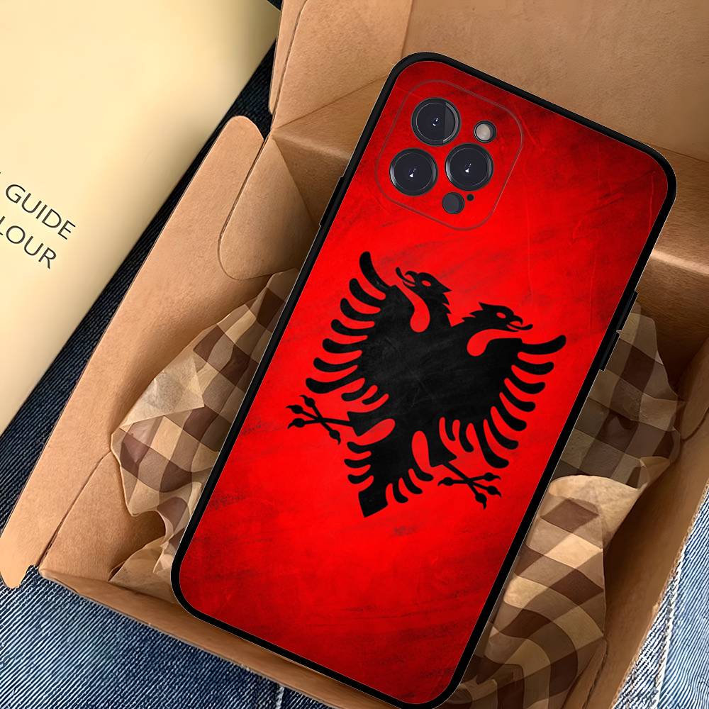 Albania Albanians Flag Phone Case For Iphone 16 15 17 13 14 12 11 Pro Max Plus Black Shell Cover Case