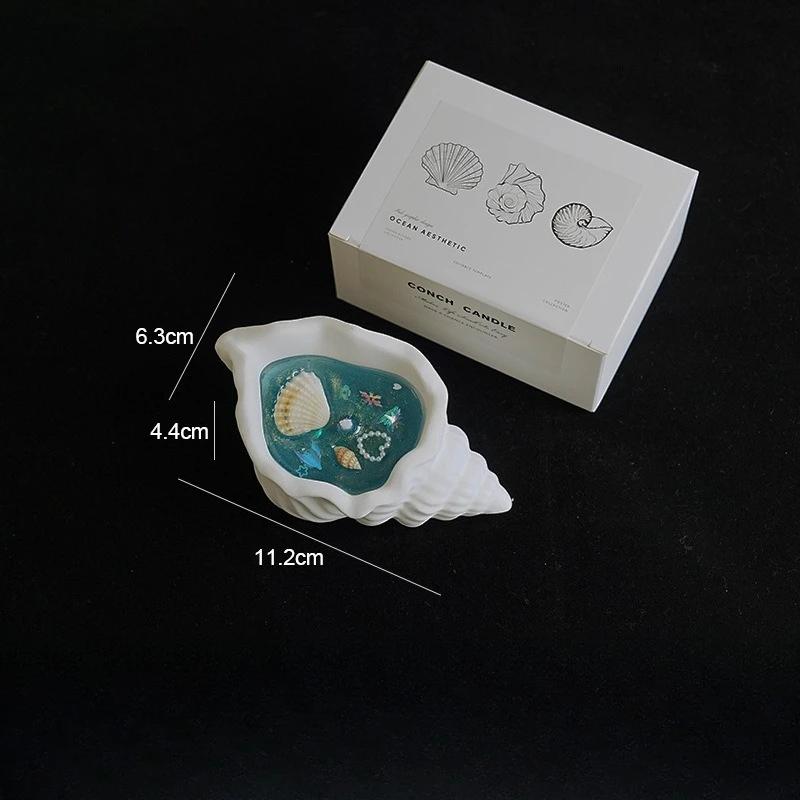 1pc Conch Jelly Aromatherapy Candle with Gift Box Handmade Ornaments Shell Shape Wax Fragrance Gift Souvenir