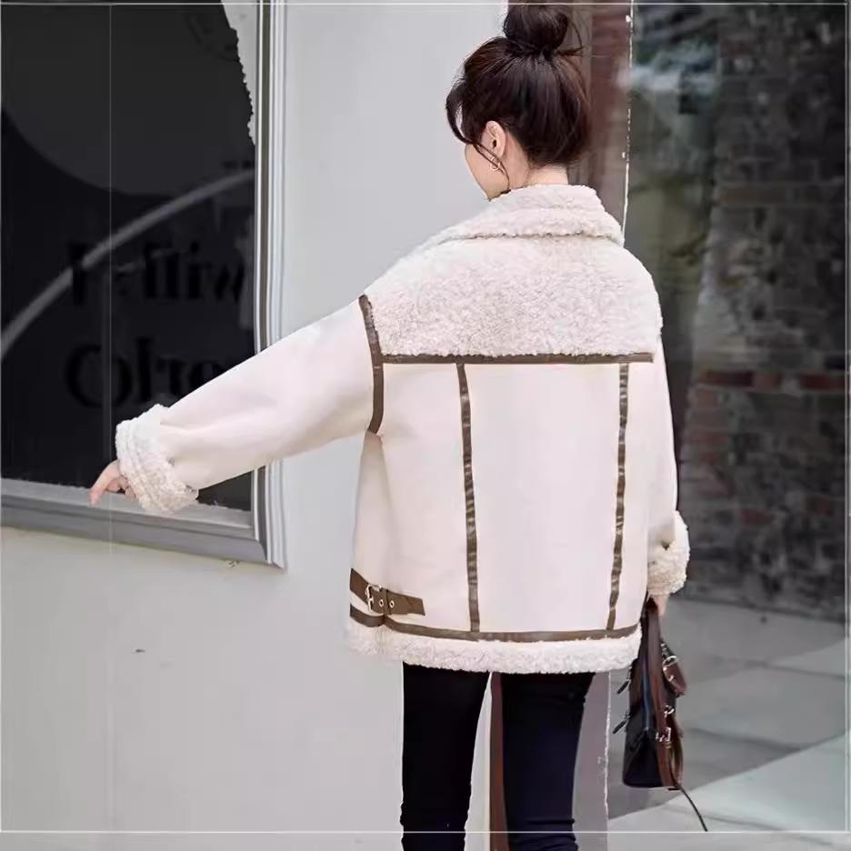 2024 Autumn/Winter Women's Thickened Lambswool & Deer Skin Jacket - Z5152