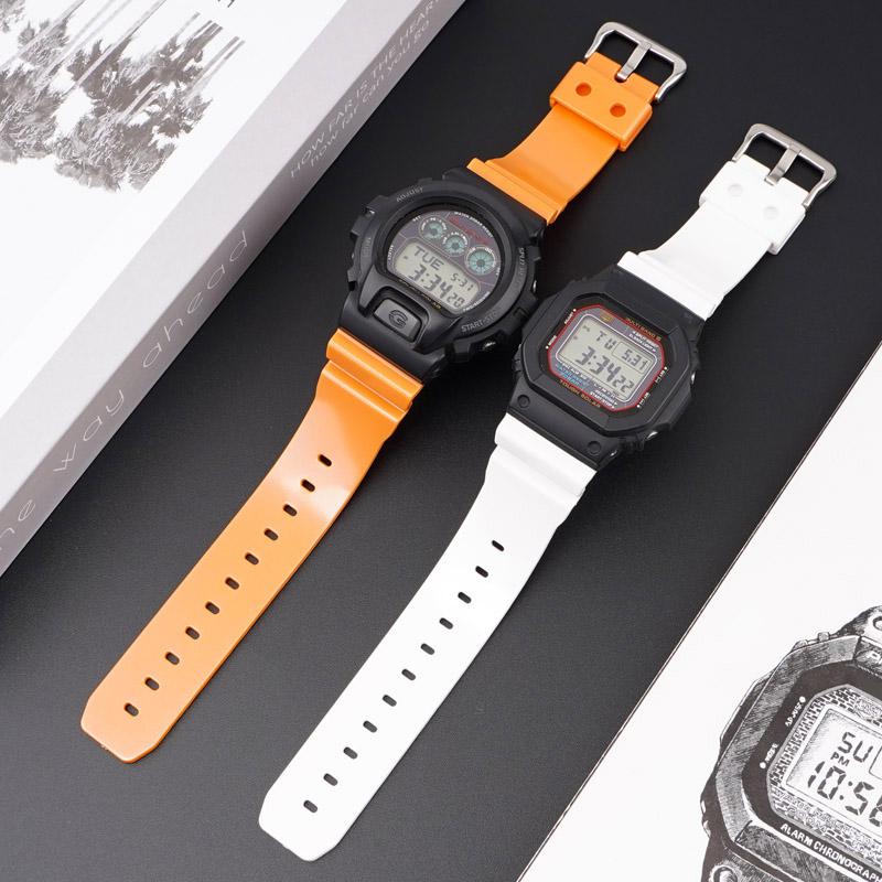Pryžový sportovní řemínek pro Casio G-SHOCK DW-5600 GA-2100 GW-M5610 DW-6900 16mm Perleťový TPU Muži Ženy Náhradní náramek Řemínek na hodinky