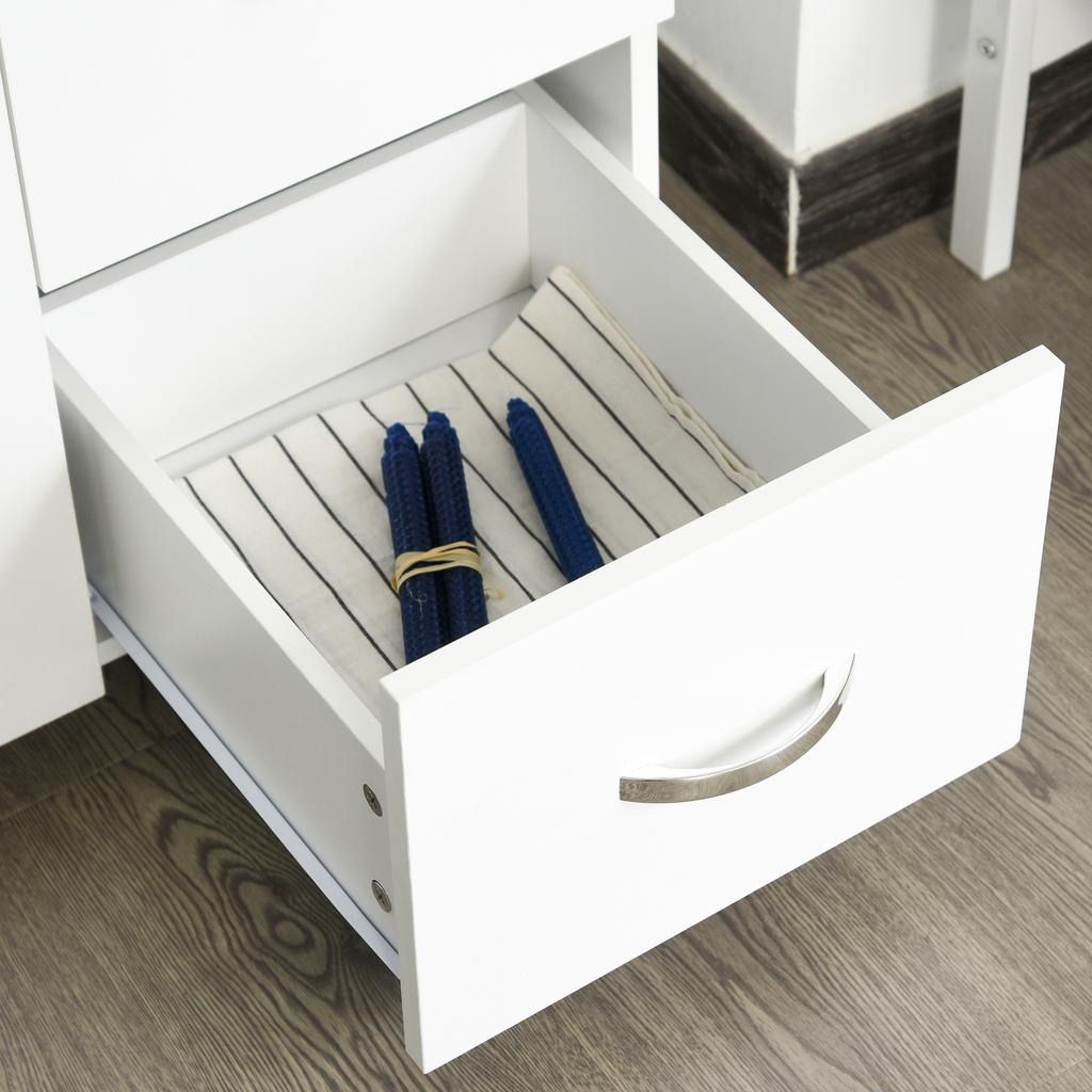Kitchen Cupboard, 183cm Tall Storage Cabinet with Countertop, Sideboard with 3 Small Drawers, Flip Up Top Door, 3 Cabinet Doors and Open Shelves