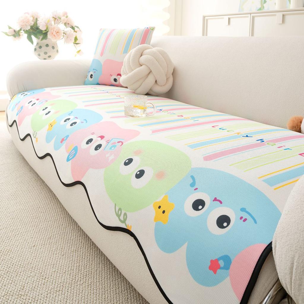 Summer New Special-Shaped Cartoon Color Funny Sofa Cushion, Living Room Cold Silk Cool Non-Slip Sofa Seat Cushion, Mat Cushion
