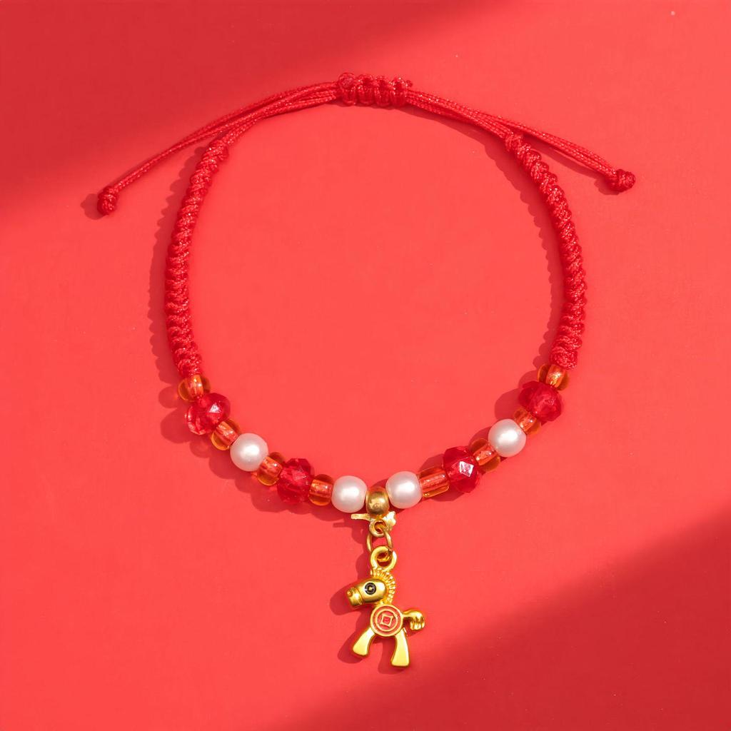 2026 Year of the Horse Red String Bracelet, Handmade Ethnic Style Hand Rope, New Year Charm for Good Fortune.