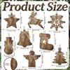 8pcs Rustic Natural Wood Christmas Hanging Ornaments For Xmas Tree Bag Charms Holiday Home Party Decoration