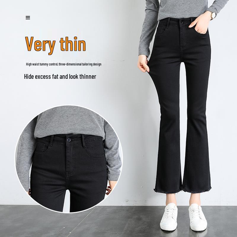

Women s High-Waisted Red Micro-Flare Cropped Jeans - Slimming Stretchy Fit for Summer 2024 28