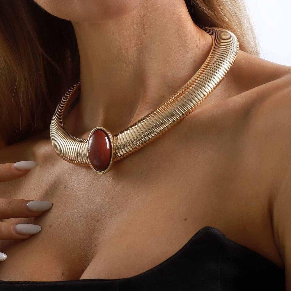 Gold Snake Bone Chain Necklace Metal Chain Chunky Chain Necklace Chunky Choker Necklace Girls