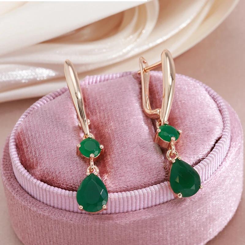 

Винтажные темно-зеленые длинные серьги из циркония для женщин, роскошные серьги золотого цвета, украшения для вечеринок золотой