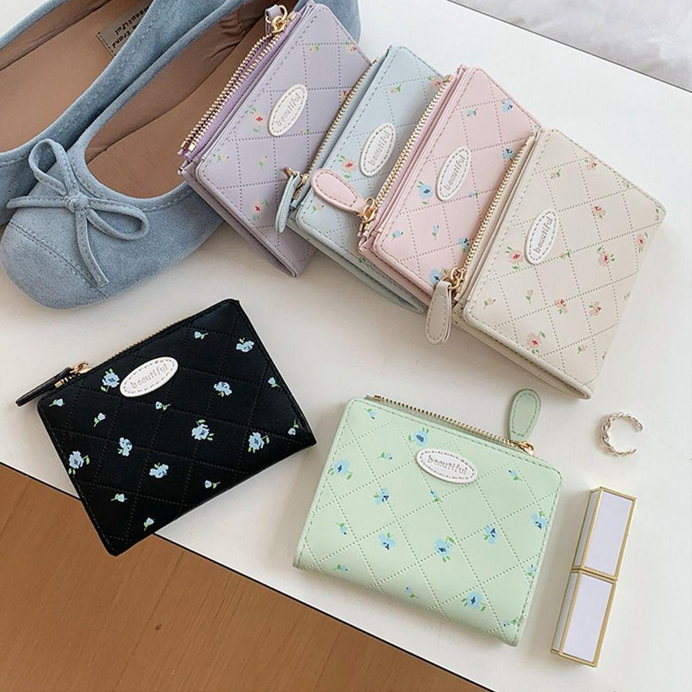 Flower Student Wallet Short Coin Purse Lovely Women's Wallet  Card Bag
