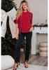 Autumn 2025 Women's Fashion Pullover: Short-Sleeved Bow Tie Knit Top