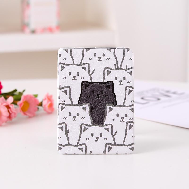 Portable Double-Sided Round Makeup Mirror for Students - Cute Design