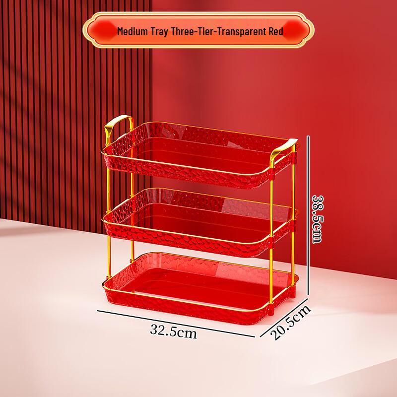 Świąteczna 3-poziomowa miska na owoce i słodycze w kolorze czerwonym