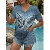 Women's T-Shirt Butterfly Graphic Fashion Short Sleeved V-Neck Regular Tops Daily Print Tee Summer Spring Casual Tops
