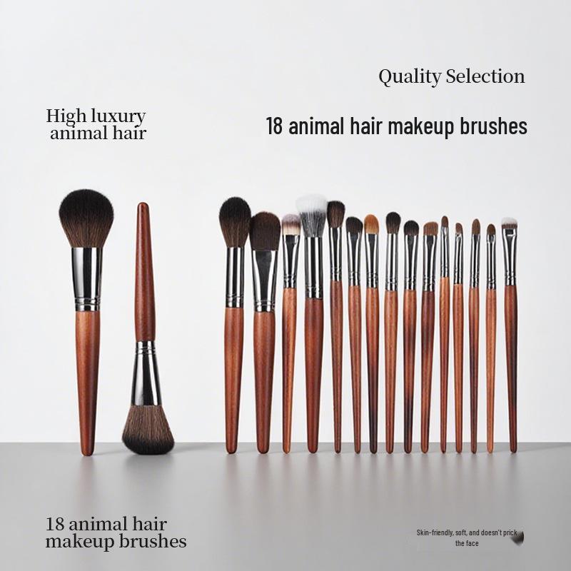 18-Piece Ultra Soft Animal Hair Makeup Brush Set: High-End Professional Eyeshadow Brushes