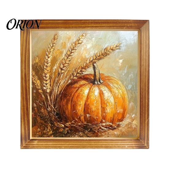 Rustic Solid Wood Picture Frames Wooden Wall Art Frame, Autumn Harvest Pumpkin Wheat Fall Decor, Memory Holder for Photos Farmhouse 2D Flat