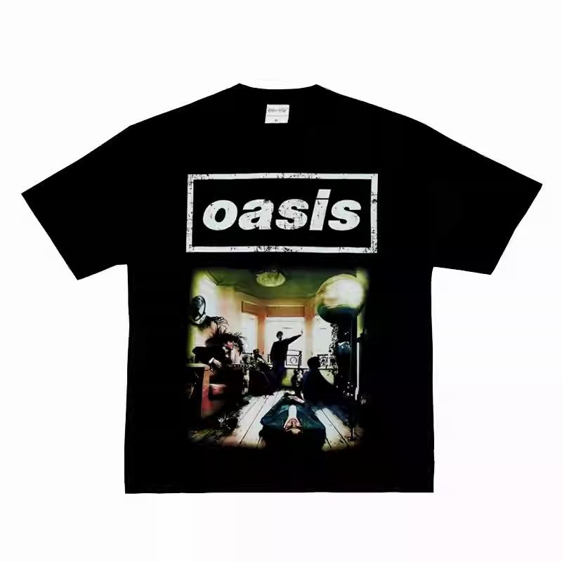 OASIS Oasis Band Tričko High Street Ležérní Vintage Krátký Rukáv Digitální Přímý Vstřik Kulatý Výstřih