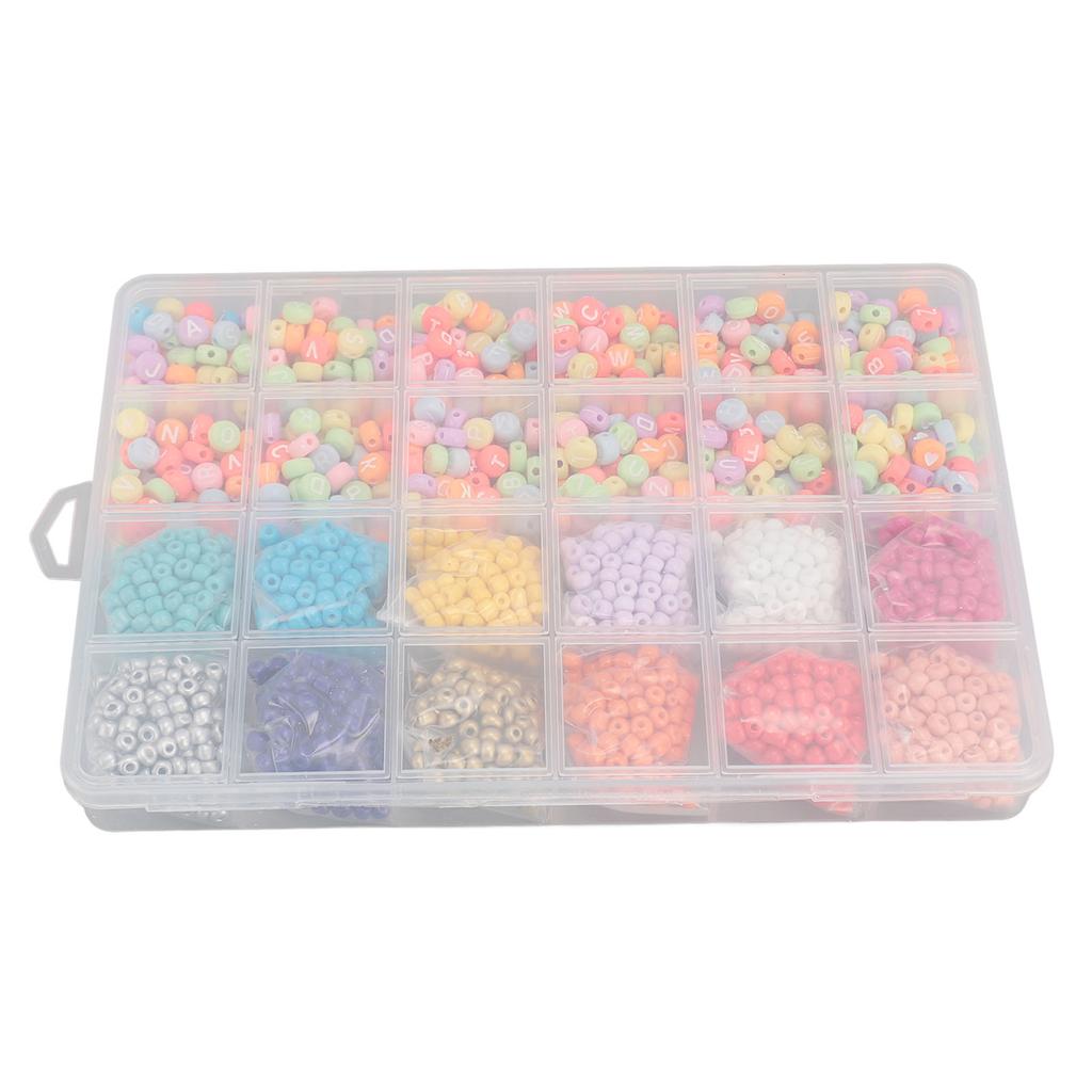 DIY Bracelets Making Beads Kit 2100pcs 4mm Beads 600pcs Letter Beads Set Fadeless Acrylic Beads Kit
