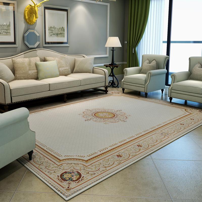 European Light Luxury Soft Carpet Pastoral Style Living Room Bedroom Decorative Carpet Vintage Floral Pattern Large Area Rug