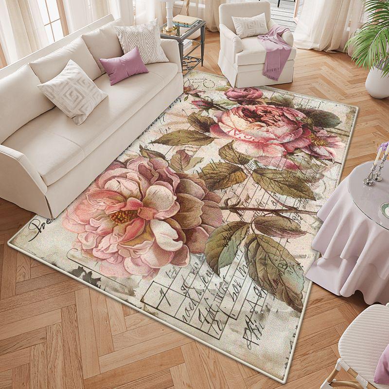 Modern Style Flower Design Decoration Bedroom Carpet Non-slip Living Room Rug Big Size Cloakroom Dressing Table Mat Easy Clean