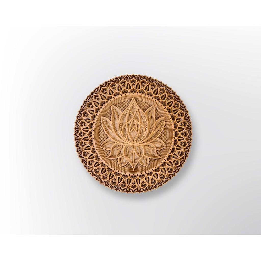 Mehrschichtige Lotus-Holz-Mandala – Handgefertigte 3D-Wandkunst für Yoga, Meditation und Dekoration – Umweltfreundliche Holzkunst
